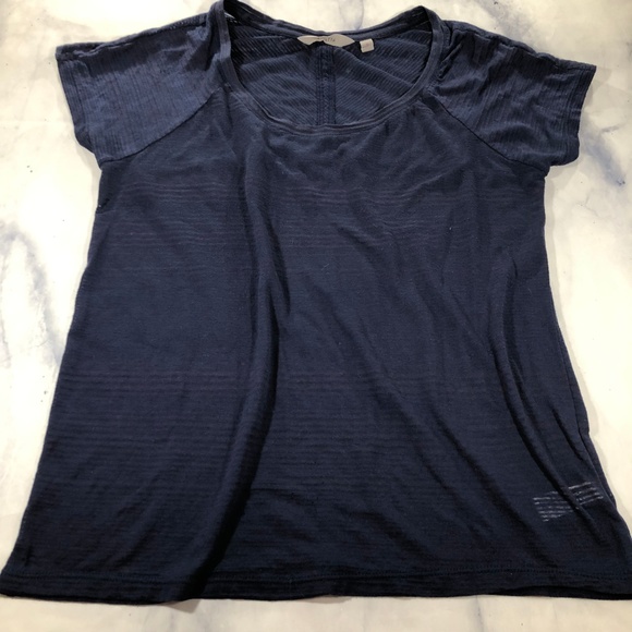 Athleta Navy Blue Burnout Striped Illuminate Tee - Picture 3 of 8